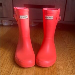 Hunter Bright Orange/Pink kids Rain Boots